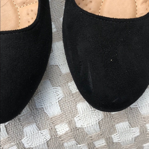 Black Faux Suede Wedges - Picture 7 of 8